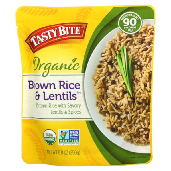 Органический коричневый рис и чечевица, 8,8 унции (250 г) Tasty Bite