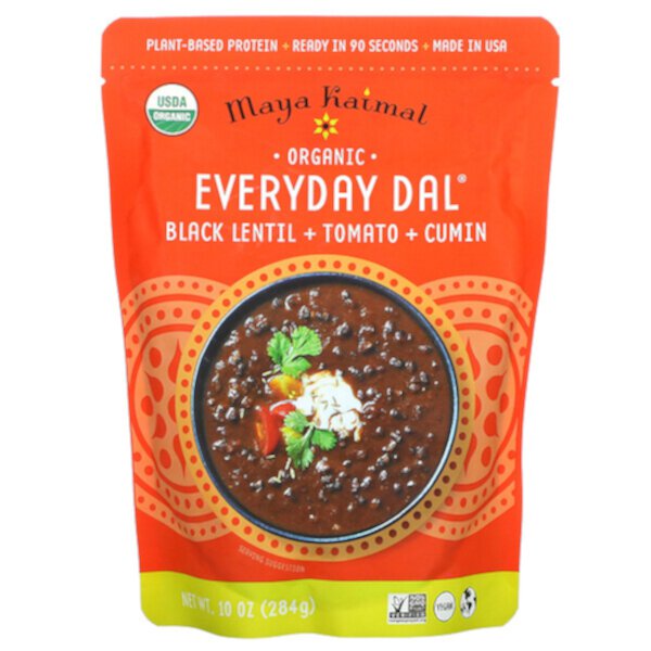 Organic Everyday Dal, Черная чечевица + помидор + тмин, 10 унций (284 г) Maya Kaimal