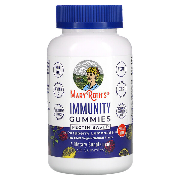 Immunity Gummies, на основе пектина, малиновый лимонад, 90 жевательных конфет MaryRuth's