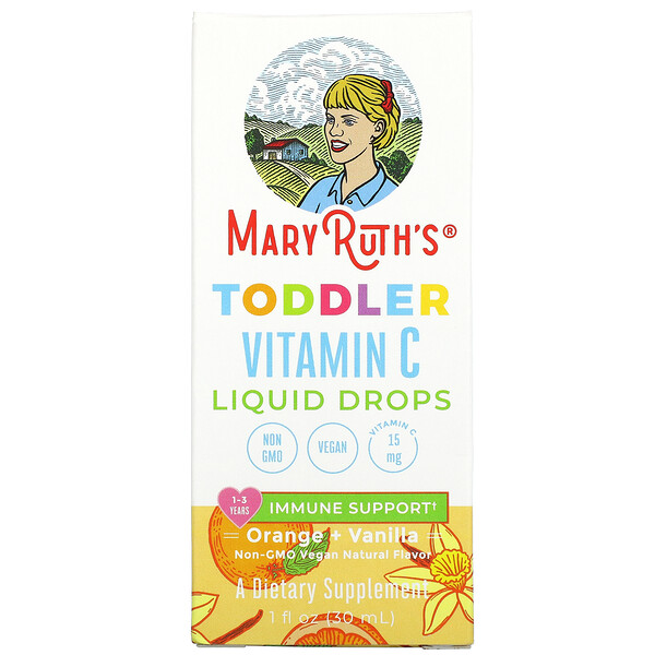 Жидкие капли с витамином С для детей от 1 до 3 лет, апельсин + ваниль, 1 жидкая унция (30 мл) MaryRuth Organics