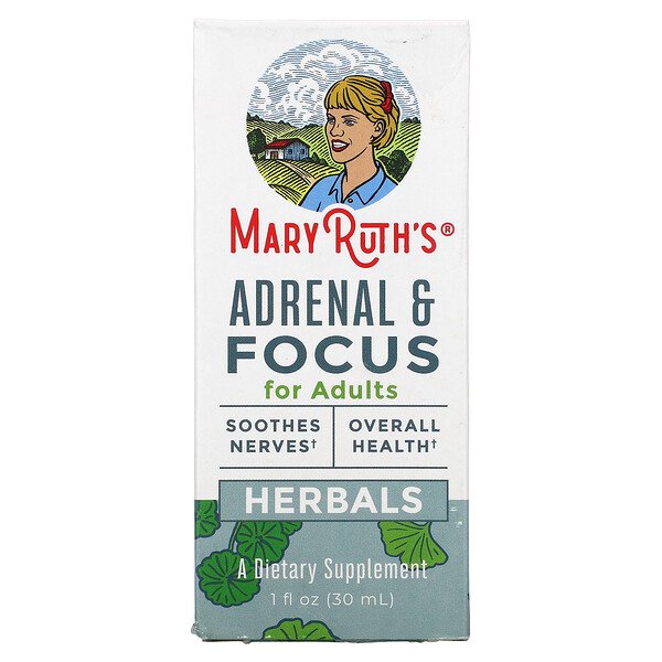 Herbals, Adrenal & Focus для взрослых, 1 жидкая унция (30 мл) MaryRuth Organics