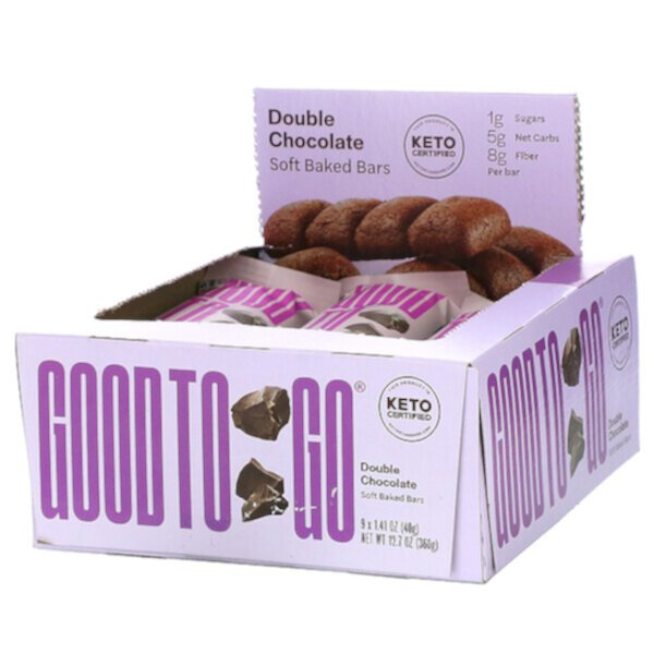 Мягкие запеченные батончики, Двойной шоколад, 9 батончиков, 1,41 унции (40 г) каждый Good To Go