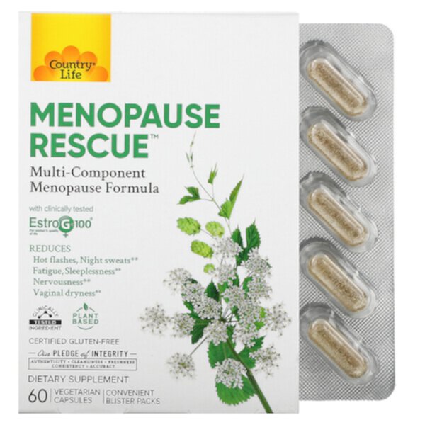 Menopause Rescue, 60 вегетарианских капсул Country Life