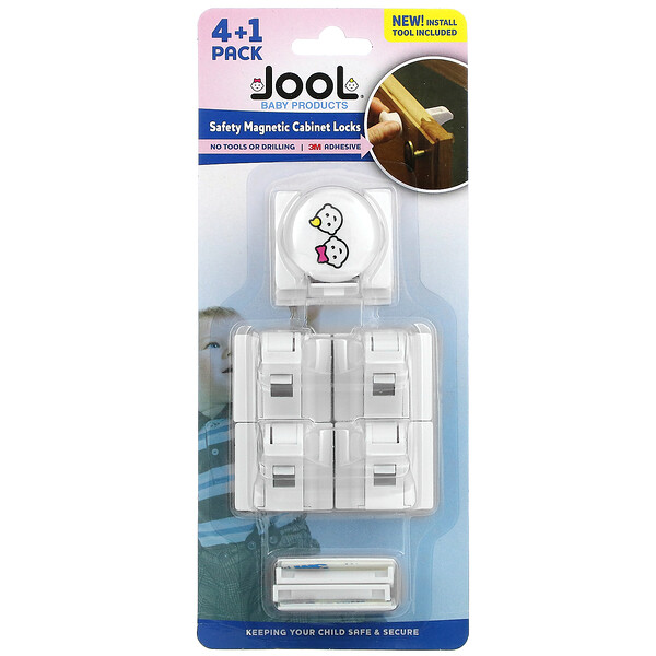 Безопасные магнитные замки для шкафа, 4 + 1 упаковка Jool Baby Products