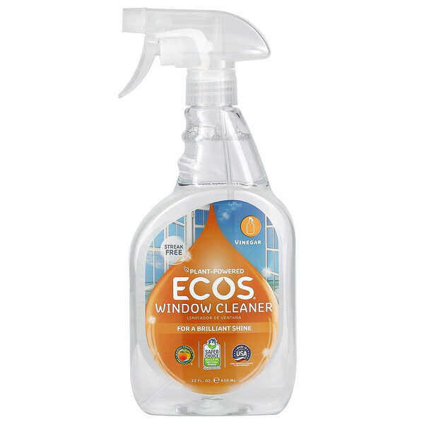 Ecos, Средство для мытья окон, 22 жидких унции (650 мл) Earth Friendly Products