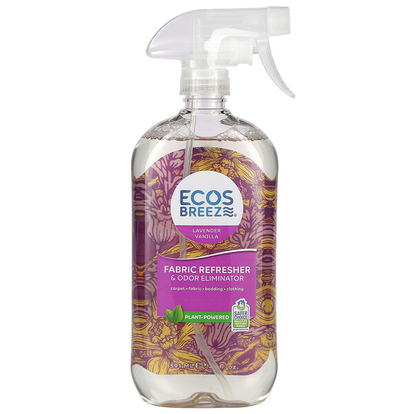 Ecos Breeze, освежитель ткани и средство для устранения запаха, лавандово-ванильный, 20 жидких унций (591 мл) Earth Friendly Products