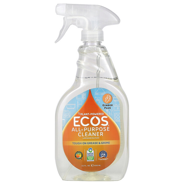 Ecos, Универсальное чистящее средство, имбирь плюс, 22 жидких унции (650 мл) Earth Friendly Products