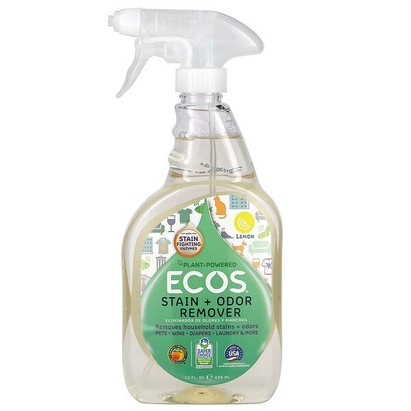 Ecos, Средство для удаления пятен и запаха, лимон, 22 жидких унции (650 мл) Earth Friendly Products