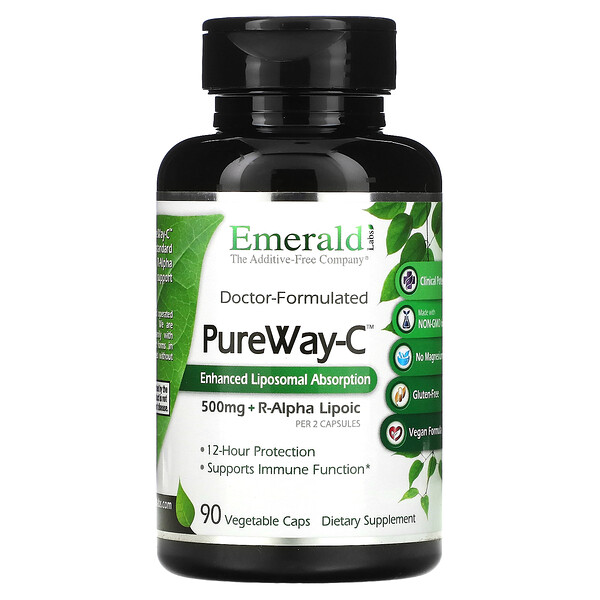 PureWay-C + R-альфа-липоевая кислота, 500 мг, 90 растительных капсул (250 мг на капсулу) Emerald Labs