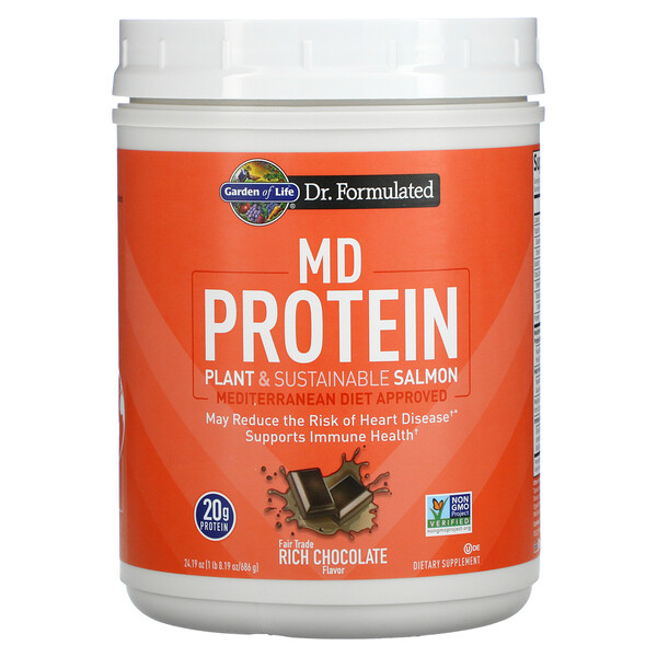 MD Protein, Plant & Sustainable Salmon, насыщенный шоколад, 24,19 унции (686 г) Garden of Life