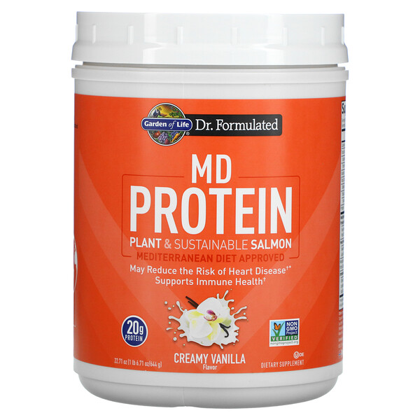 MD Protein, Plant & Sustainable Salmon, сливочно-ванильный, 22,71 унции (644 г) Garden of Life