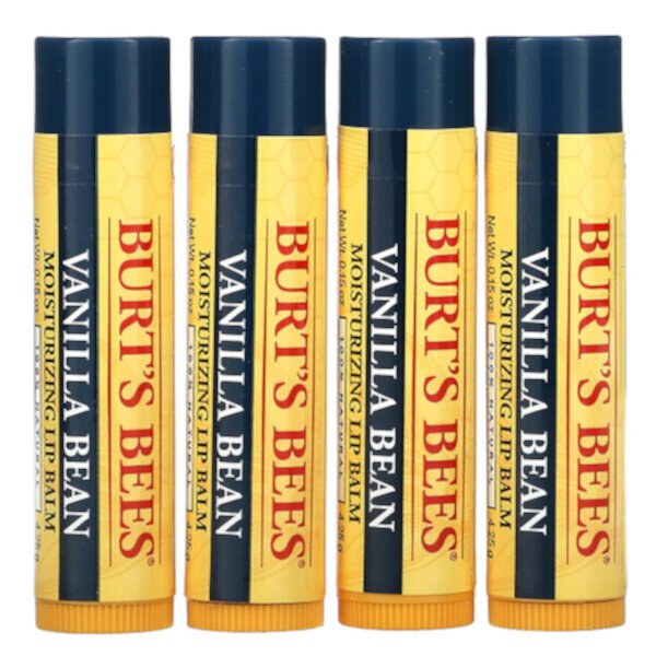 Увлажняющий бальзам для губ, стручки ванили, 4 упаковки по 0,15 унции (4,25 г) каждая BURT'S BEES