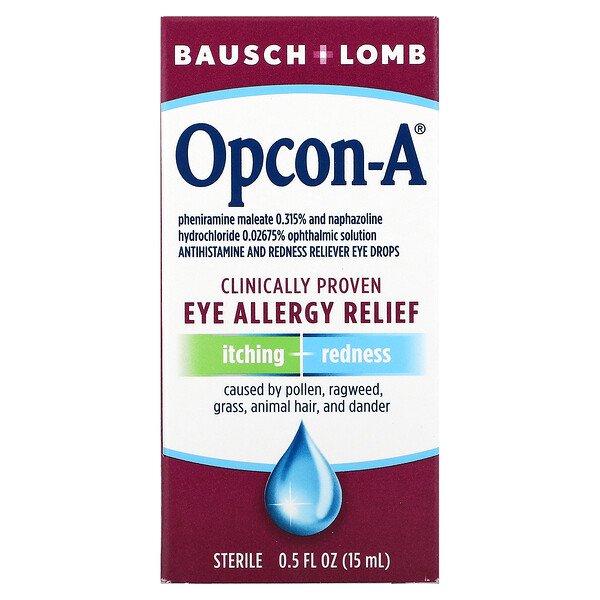 Клинически подтвержденное средство от аллергии на глаза, 15 мл (0,5 жидк. унции) Opcon-A