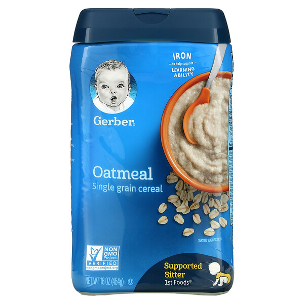 Oatmeal, Однозерновые хлопья, 1st Foods, 16 унций (454 г) GERBER