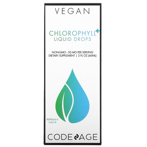 Хлорофилл веганский, жидкие капли - 50 мг - 60 мл - Codeage Codeage