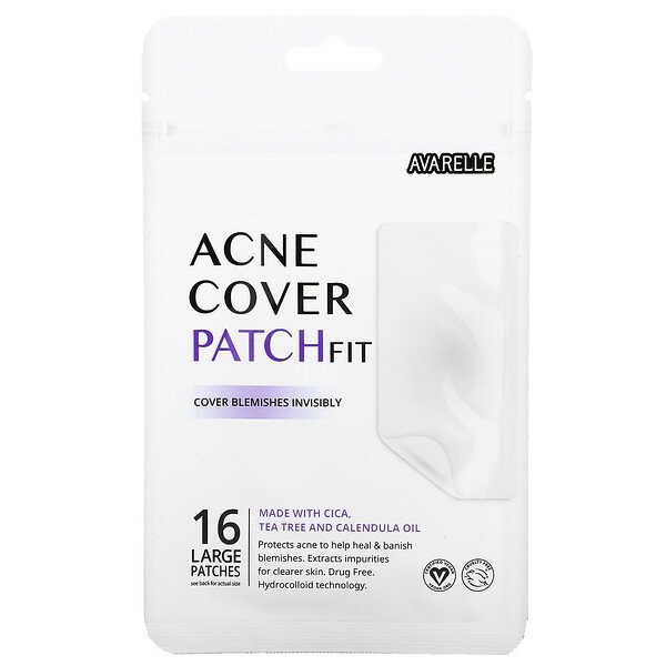 Acne Cover Patch Fit, 16 больших пластырей Avarelle