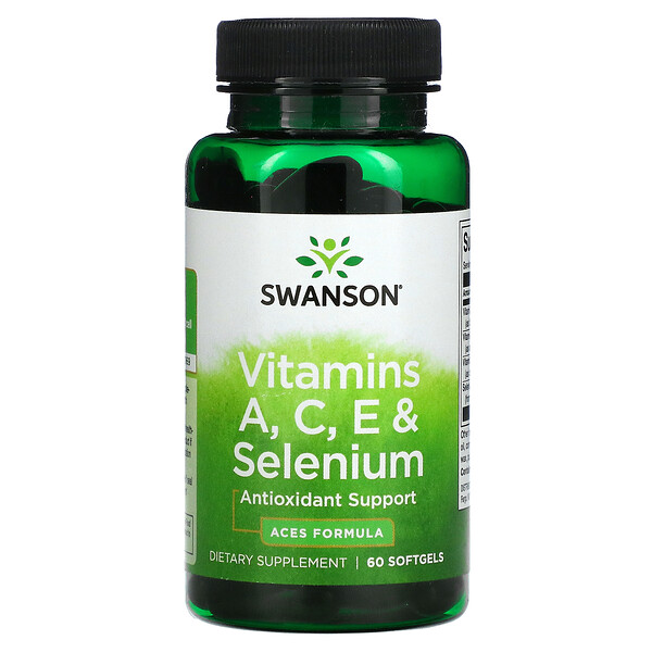 Витамин А, С, Е и селен, 60 мягких капсул Swanson