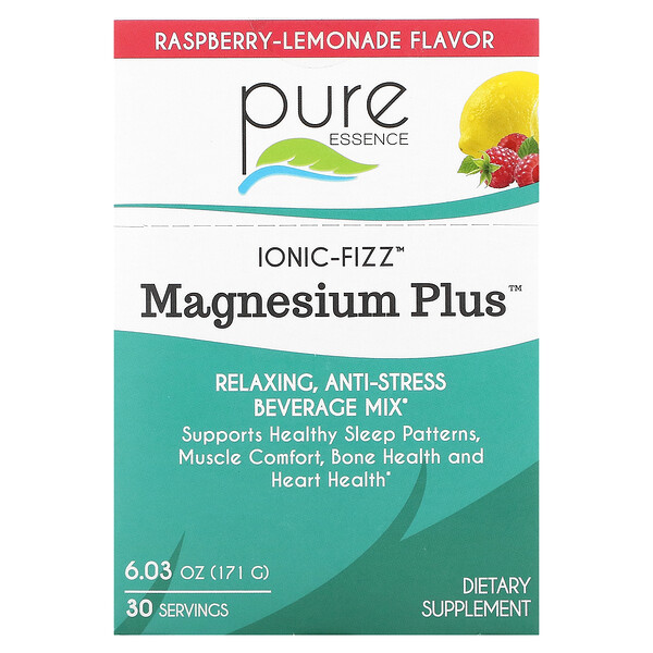 Ionic-Fizz, Magnesium Plus, малиновый лимонад, 30 пакетиков по 0,2 унции (5,7 г) каждый Pure Essence
