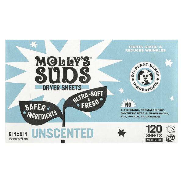 Салфетки для сушки, без запаха, 120 листов Molly's Suds