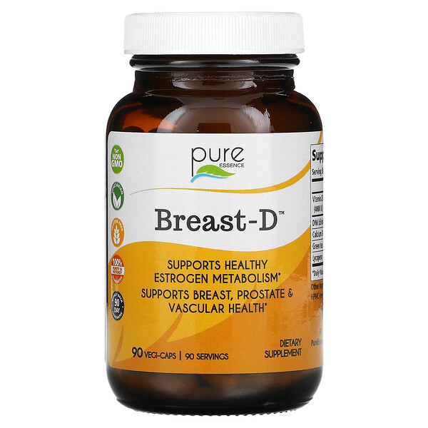 Breast-D, Поддержка здоровья груди, простаты и сосудов - 90 вегетарианских капсул - Pure Essence Pure Essence