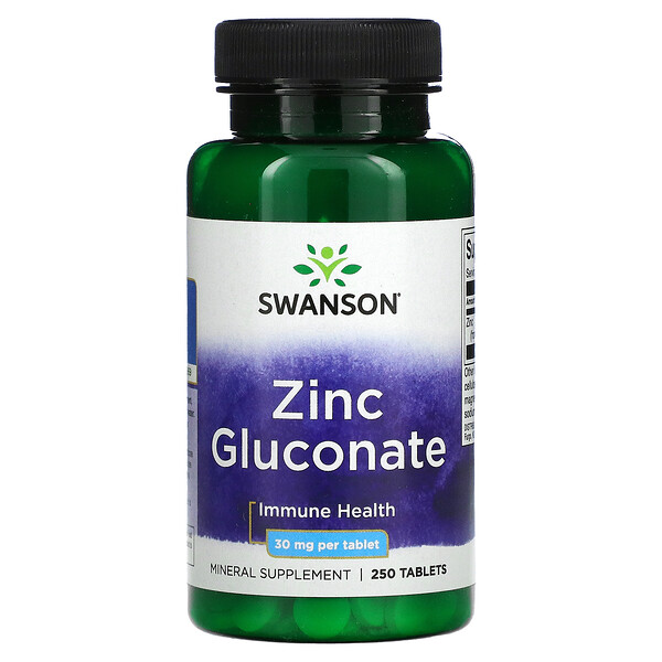 Цинк Глюконат - 30 мг - 250 таблеток - Swanson Swanson