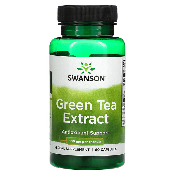 Экстракт зеленого чая, 500 мг, 60 капсул Swanson