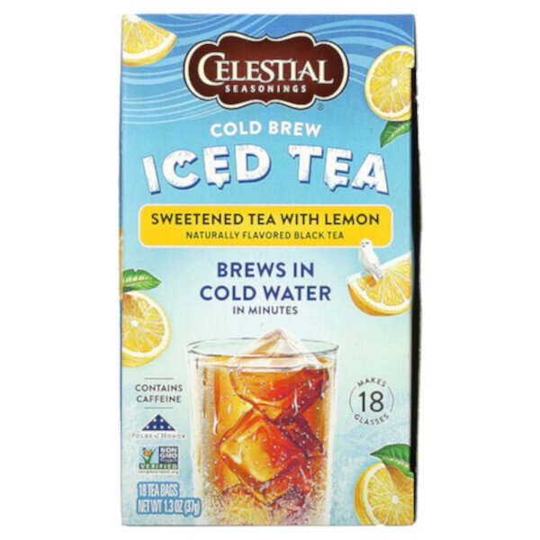 Холодный чай со льдом, сладкий чай с лимоном, 18 чайных пакетиков, 1,3 унции (37 г) Celestial Seasonings