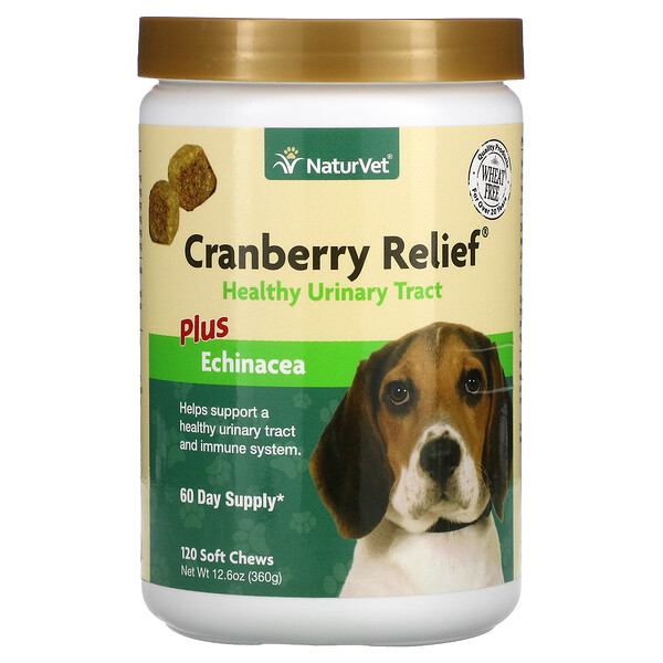 Cranberry Relief Plus Echinacea, для собак, 120 мягких жевательных таблеток, 12,6 унций (360 г) NaturVet