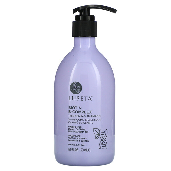 Утолщающий шампунь с биотином B-Complex, для тонких и сухих волос, 16,9 жидких унций (500 мл) Luseta Beauty