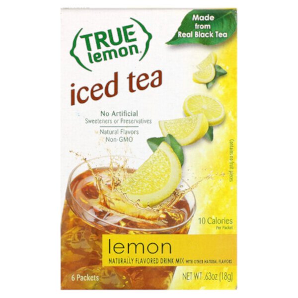 Чай со льдом, лимон, 6 пакетиков по 0,11 унции (3 г) каждый True Citrus