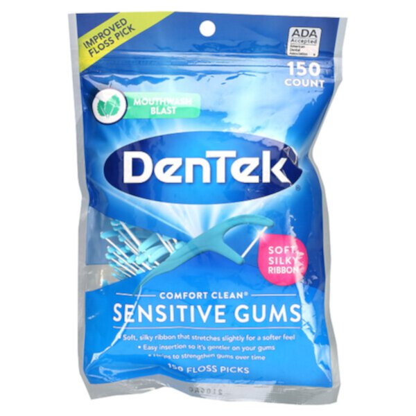 Comfort Clean Floss Picks, Чувствительные десны, жидкость для полоскания рта, 150 шт. DenTek