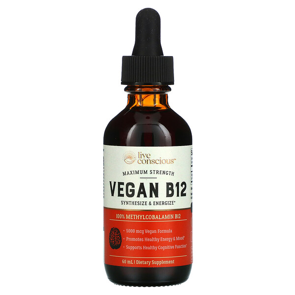 Vegan B12, Максимальная сила, 60 мл Live Conscious