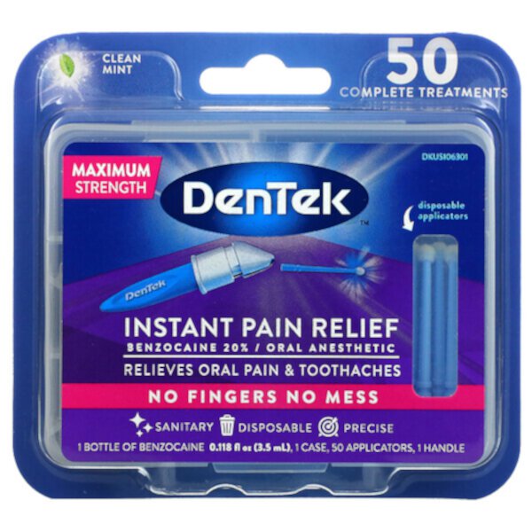 Instant Pain Relief, максимальная сила, чистая мята, 1 комплект DenTek
