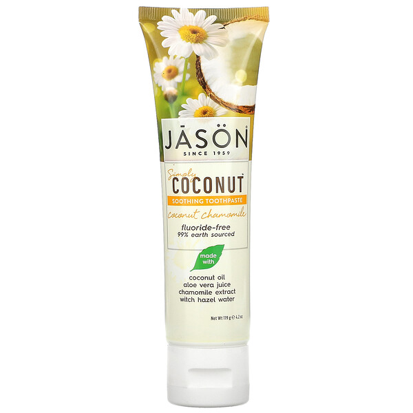 Simply Coconut, Успокаивающая зубная паста, кокосовая ромашка, 4,2 унции (119 г) Jason Natural