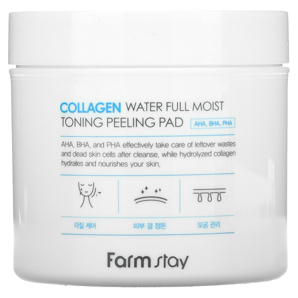 Collagen Water Full Moist Toning Peeling Pad, 70 подушечек Farmstay