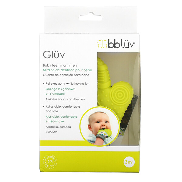 Gluv, Детские варежки для прорезывания зубов, от 3 месяцев, желтые, 1 варежка BBLÜV