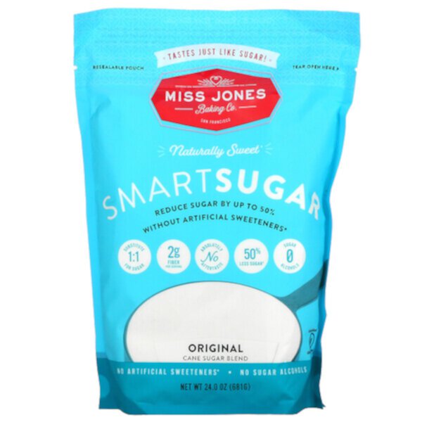 Smart Sugar, Оригинальная смесь тростникового сахара, 24 унции (681 г) Miss Jones Baking Co
