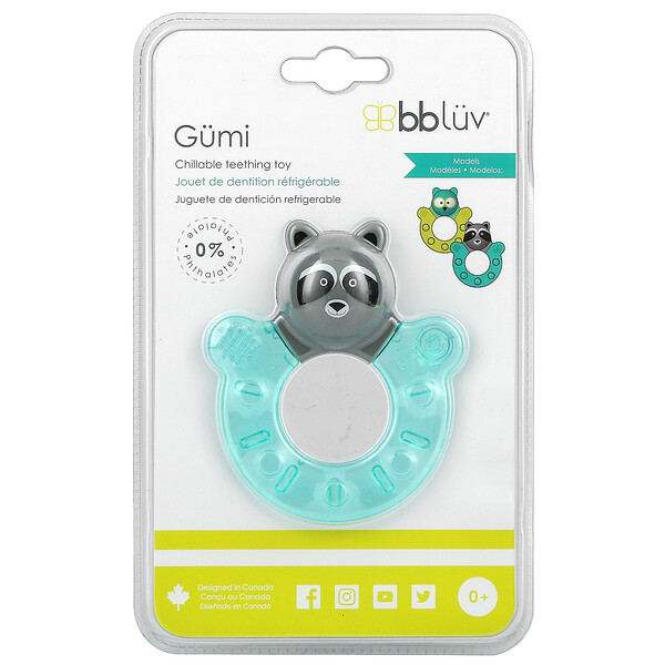 Gumi, Охлаждающая игрушка для прорезывания зубов, от 0 месяцев, енот, 1 штука BBLÜV