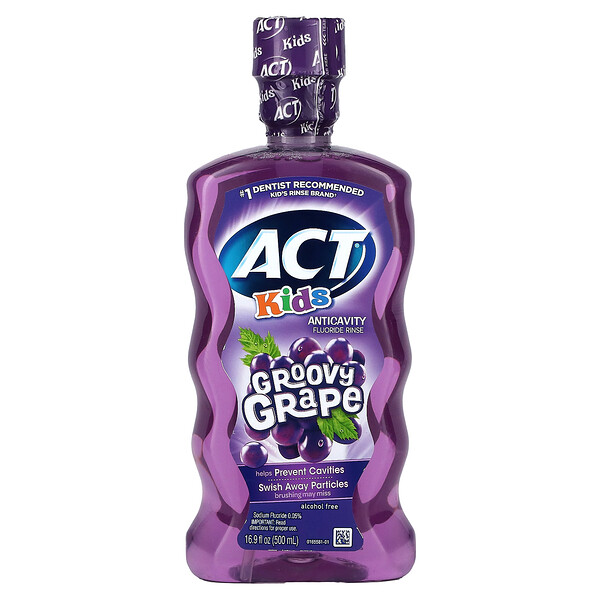 Kid's, Ополаскиватель Anticavity Fluoride Rinse, Groovy Grape, 16,9 жидких унций (500 мл) Act