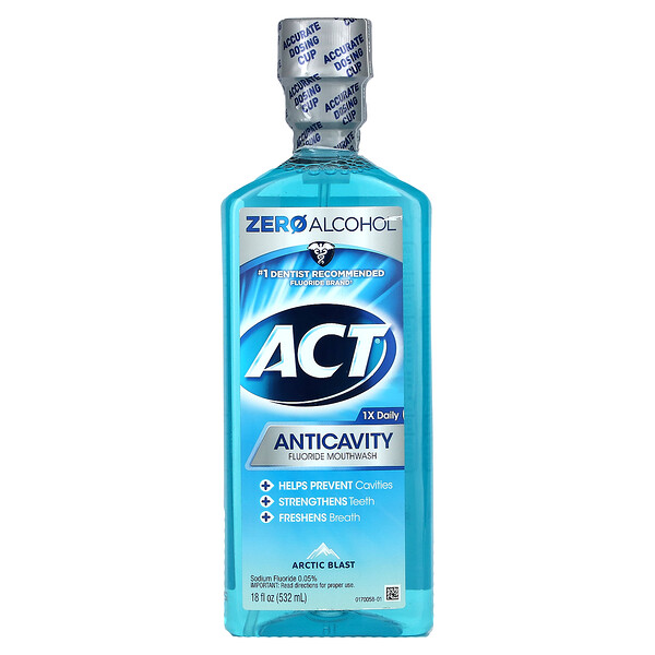 Ополаскиватель для полости рта Anticavity Fluoride, Arctic Blast, 18 жидких унций (532 мл) Act