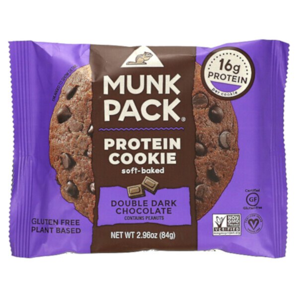 Protein Cookie, Soft Baked, двойной темный шоколад, 2,96 унции (84 г) Munk Pack