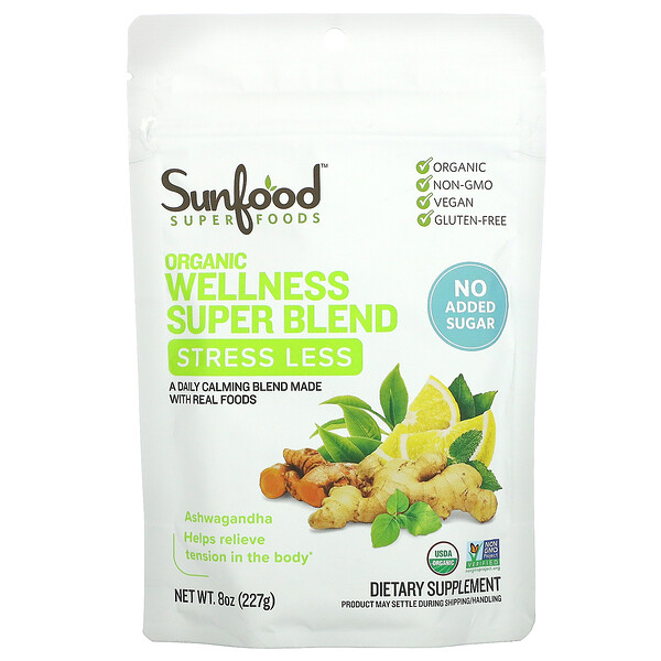 Organic Wellness Super Blend, Снижает стресс, 8 унций (227 г) Sunfood