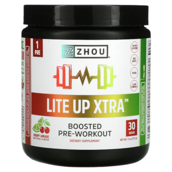 Lite Up Xtra, Усиленный предтренировочный комплекс, вишневый лайм, 7,5 унций (213 г) Zhou Nutrition