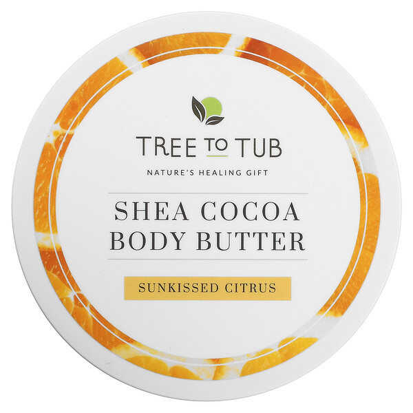 Глубоко увлажняющее масло для тела с маслом ши и какао для очень сухой кожи, Sunkissed Citrus, 6,7 жидких унций (200 мл) Tree To Tub
