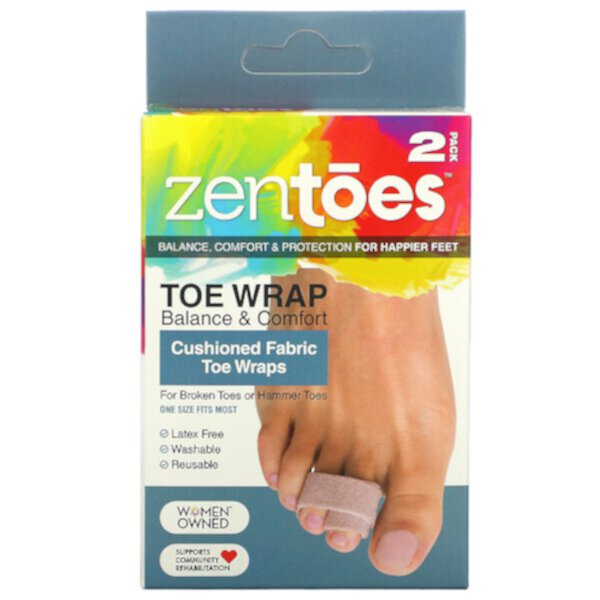Бинты для пальцев ног Balance & Comfort, Мягкие тканевые бинты для пальцев ног, 2 шт. в упаковке ZenToes