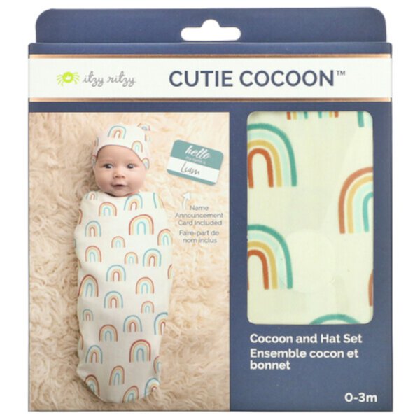 Cutie Cocoon, Набор из кокона и шапочки, 0–3 месяца, над радугой, 2 шт. в упаковке Itzy Ritzy