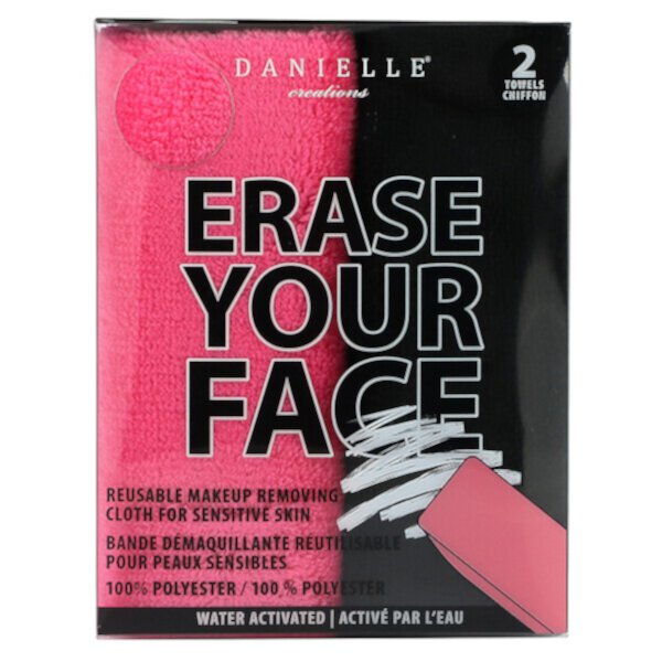 Многоразовые салфетки для снятия макияжа, розовые и черные, 2 салфетки ERASE YOUR FACE