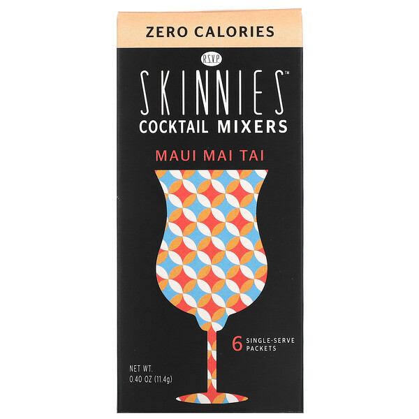 Cocktail Mixers, Maui Mai Tai, ноль калорий, 6 порционных пакетиков, 0,40 унции (11,4 г) каждый RSVP Skinnies