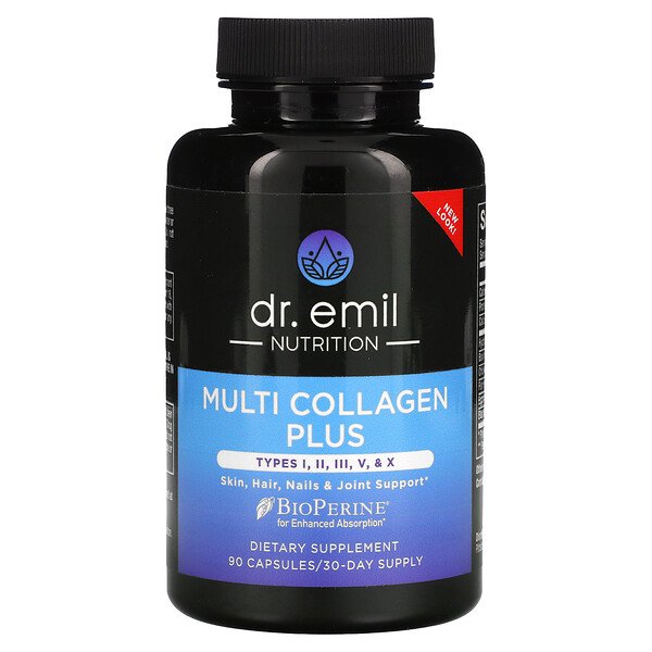 Multi Collagen Plus, Типы I, II, III, V, & X - 90 капсул - Dr. Emil Nutrition Dr. Emil Nutrition