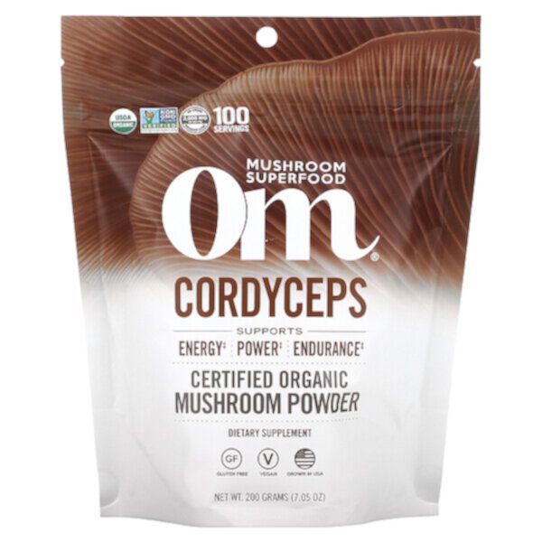 Cordyceps, Сертифицированный порошок органических грибов, 7,05 унций (200 г) Om Mushrooms